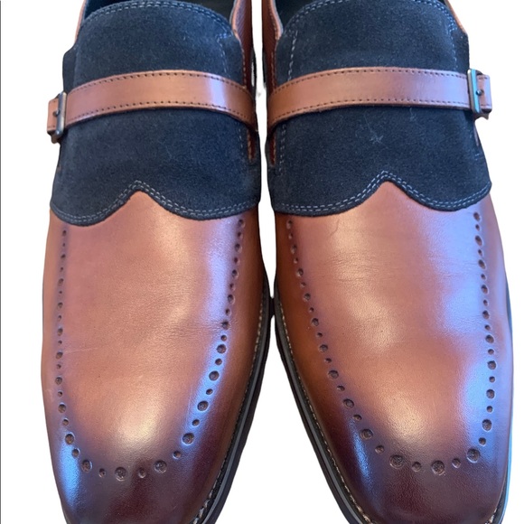 La Milano Jean Men's Slip On Tan/Navy Leather Dress Shoes 13 Style Jean MS9805 - Picture 5 of 7